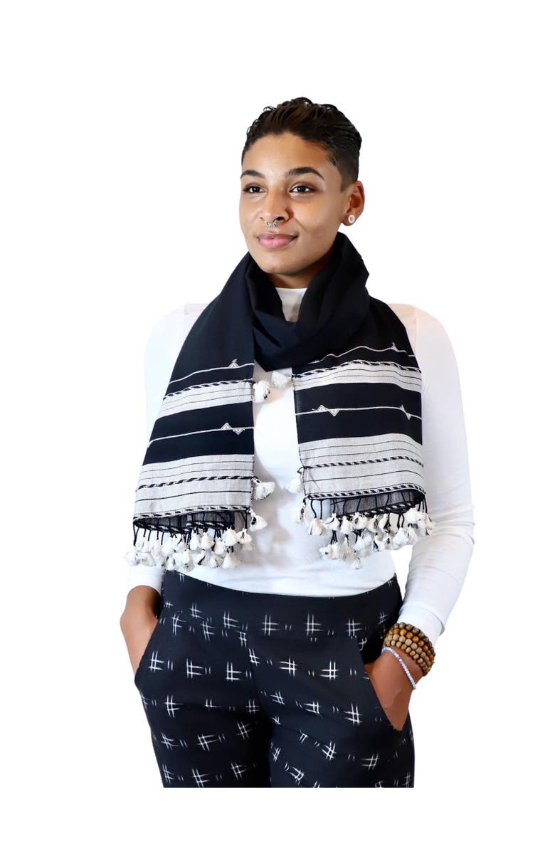Passion Lilie Black Kutch Scarf, Alternate, color, Black