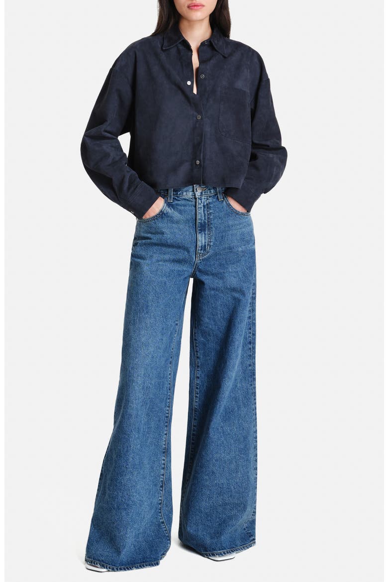 Little Big Joe Suede Snap-Up Shirt, Alternate, color, MIDNIGHT