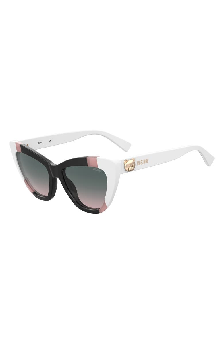 Moschino 54mm Gradient Cat Eye Sunglasses, Alternate, color, Black/Pink/White