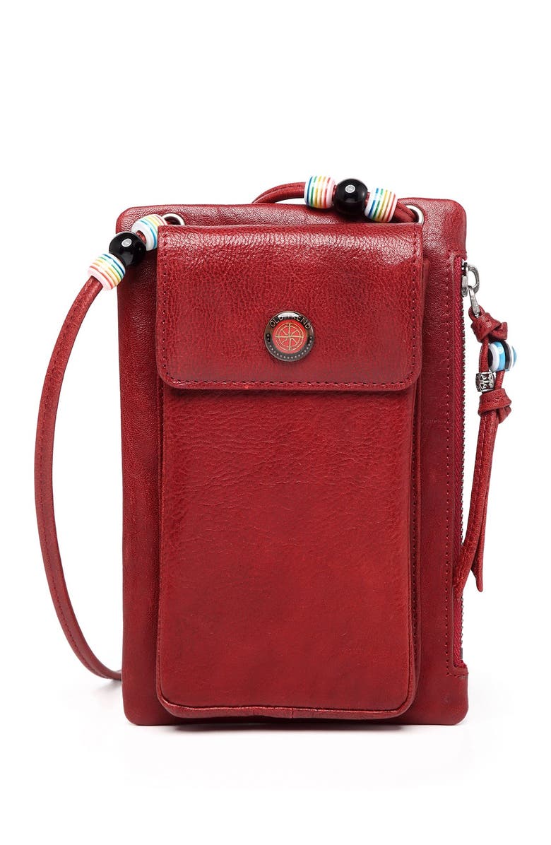 OLD TREND Rillet Leather Crossbody Wallet, Main, color, Red