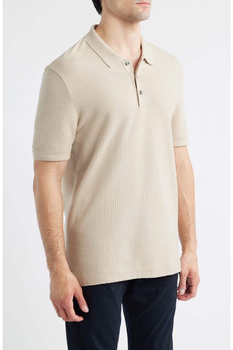Perry Geo Textured Cotton Polo, Alternate, color, BEIGE/ KHAKI