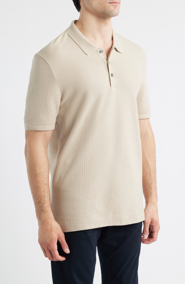 BOSS Perry Geo Textured Cotton Polo, Alternate, color, Beige/ Khaki