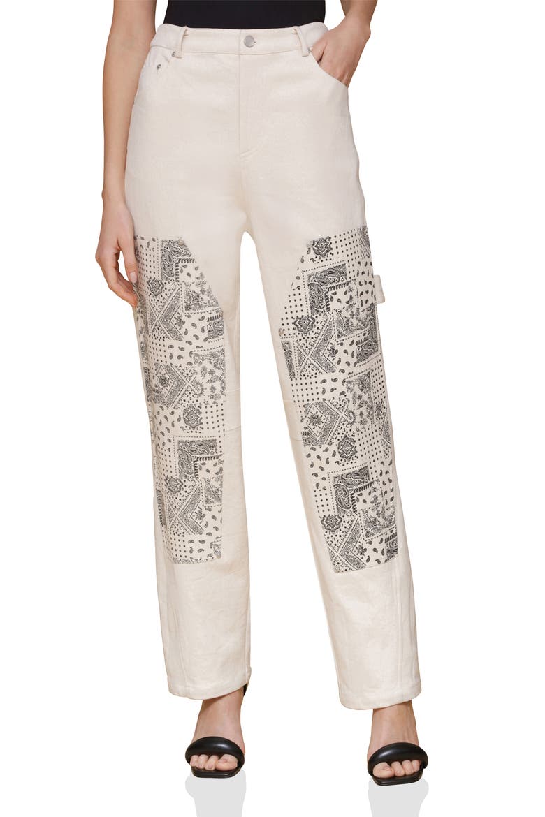Mixed Media Carpenter Pants, Main, color, ECRU BANDANA