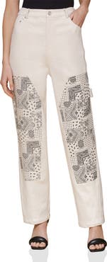 Avec Les Filles Mixed Media Carpenter Pants