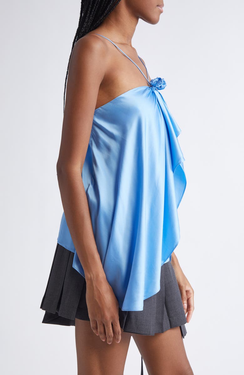 Acne Studios Tufo Draped Satin Halter Top, Alternate, color, Bahama Blue