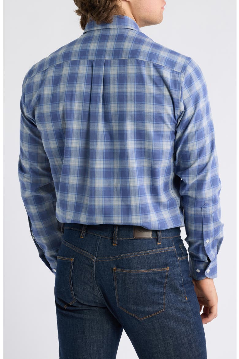 Cannon Plaid Performance Flannel Sport Shirt, Alternate, color, CROWN BLUE