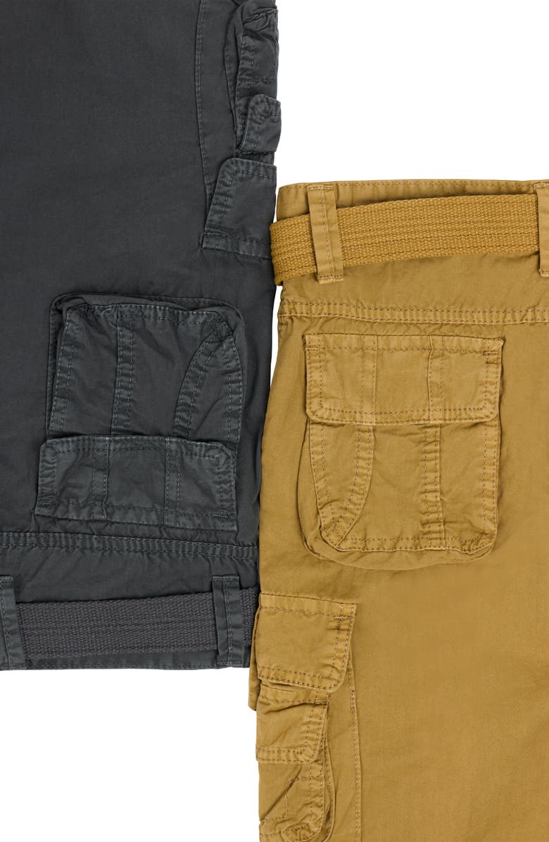 XRAY Kids' 2-Pack Belted Twill Cargo Shorts, Alternate, color, Charcoal/ British Khaki