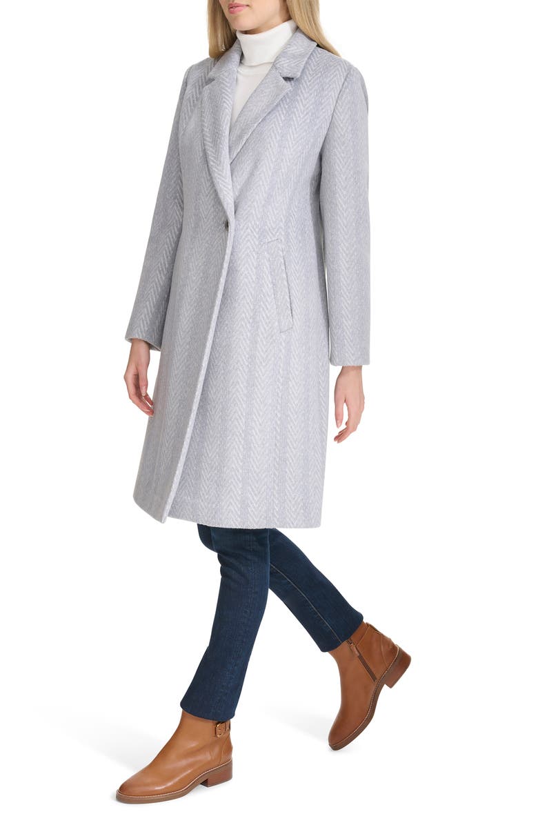 Cole Haan Chevron Pattern Coat, Alternate, color, Grey
