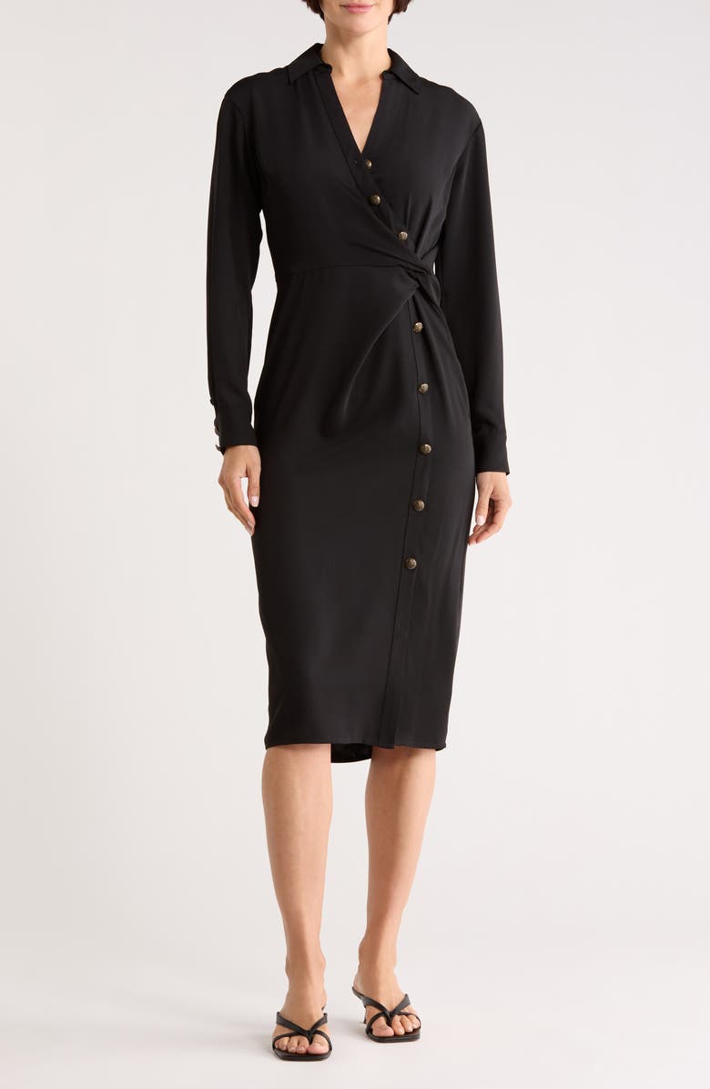 Veronica Beard Wright Long Sleeve Shirtdress, Main, color, Black