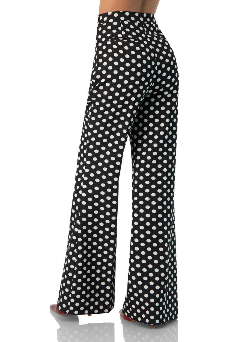 Polka Dot Flared Pants, Alternate, color, Black
