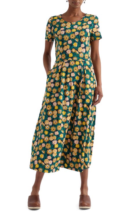 Veronica Floral Stretch Organic Cotton Midi Dress