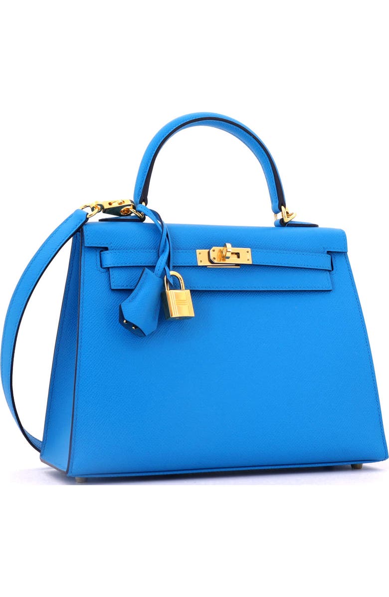 Pre-Owned Hermes Kelly Handbag Blue Epsom with Gold Hardware 25, Alternate, color, Bleu Frida
