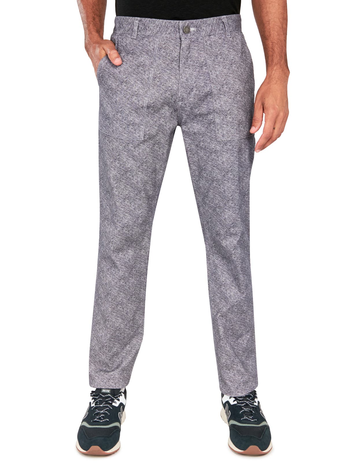 Brooklyn Brigade Marled Print Cotton Stretch 5-Pocket Pants in Grey 