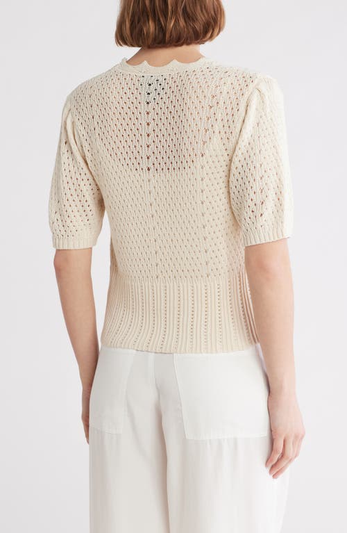 FORGOTTEN GRACE FORGOTTEN GRACE OPEN KNIT SHORT SLEEVE BUTTON-UP SWEATER 