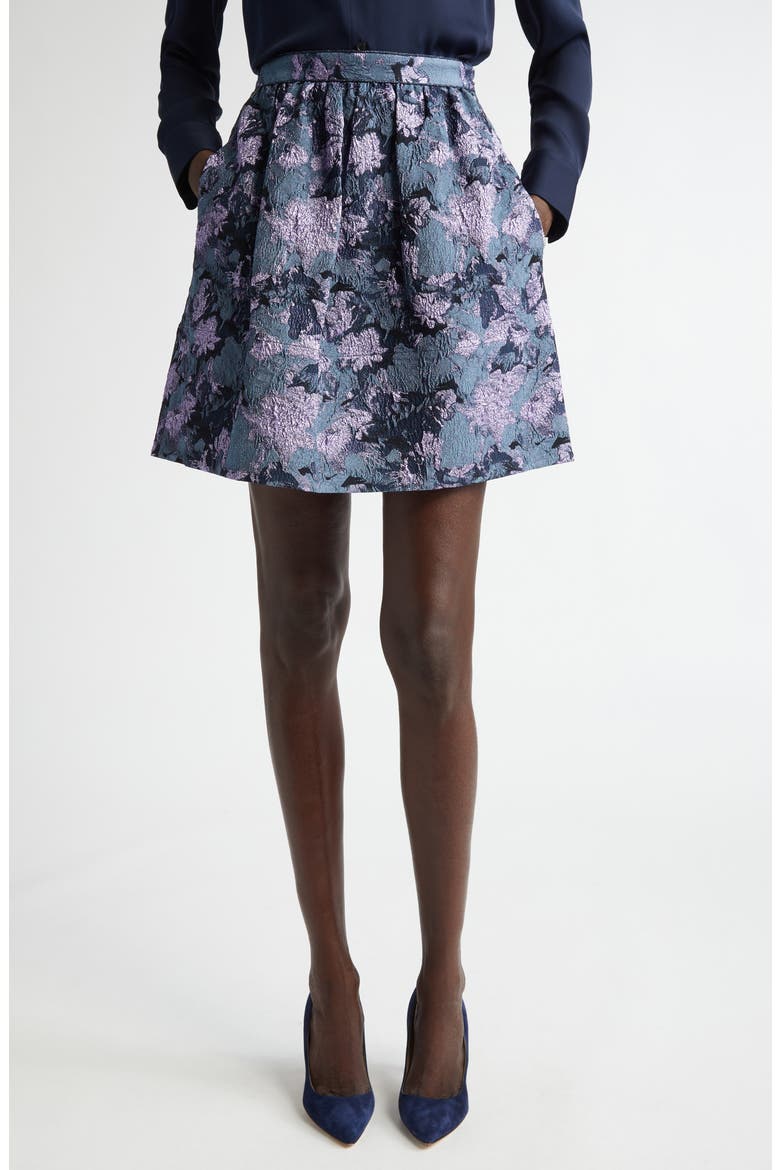 Floral Metallic Gaufre Miniskirt, Main, color, MIDNIGHT LUREX MULTI