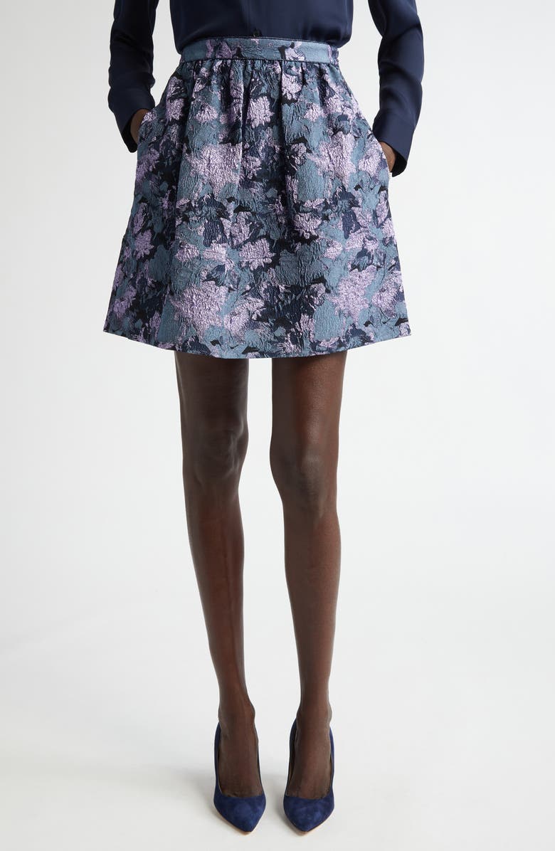 ST. JOHN Floral Metallic Gaufre Miniskirt, Main, color,