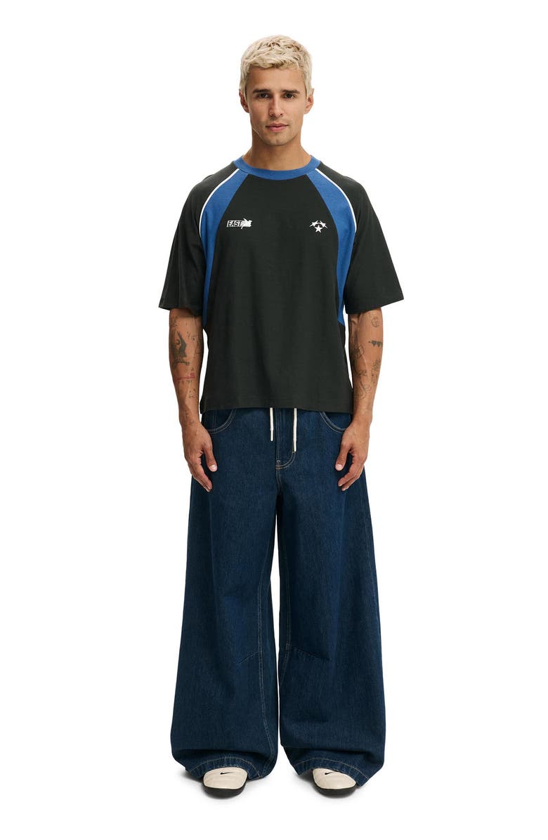 Cotton On Men's Cropped Fit Graphic T-Shirt, Alternate, color, Washed Black 2S Panelled