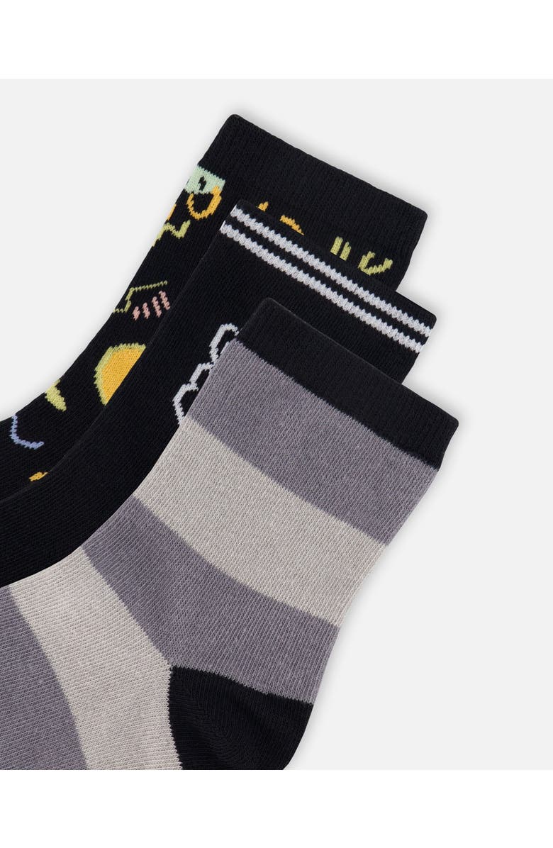 Deux par Deux Boy 3-Pack Knit Socks, Alternate, color, Black
