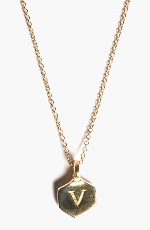 Odette New York Monogram Charm Necklace In Letter V
