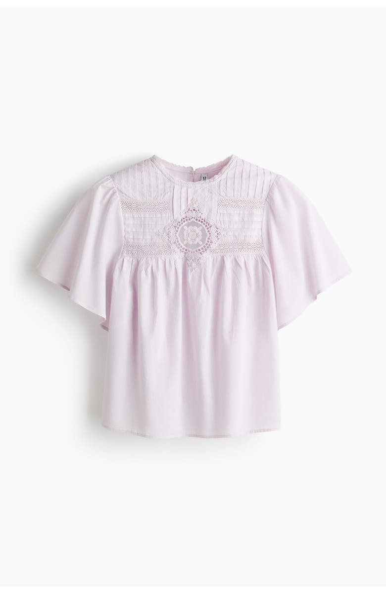 H&M Broderie-anglaise Cotton Blouse, Main, color, Light Purple
