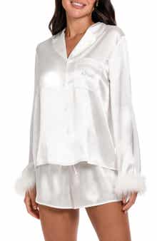 In Bloom by Jonquil Zayla Feather Trim Satin Short Pajamas