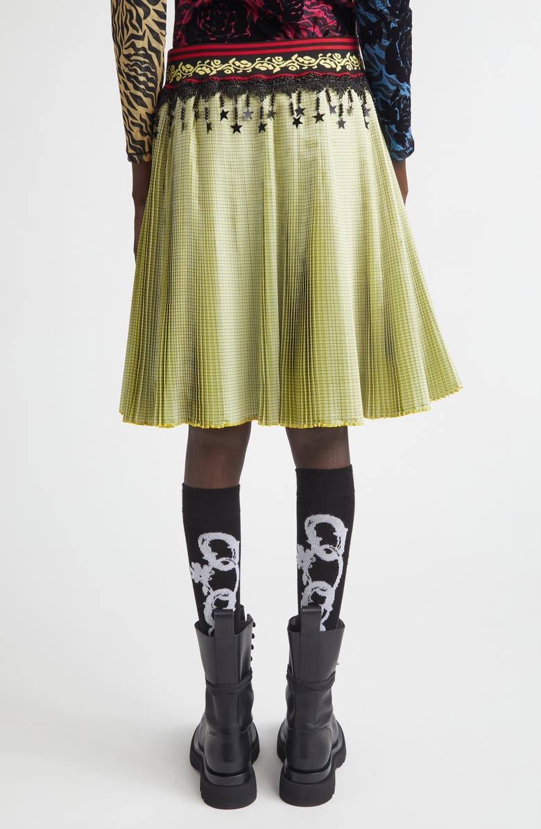 Chopova Lowena Stacey Pleated Plaid Skirt, Alternate, color, Yellow Multi