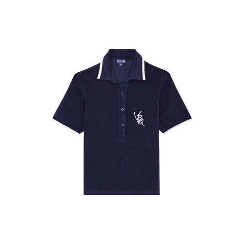 Vilebrequin Vbq Line Terry Polo In Bleu Marine