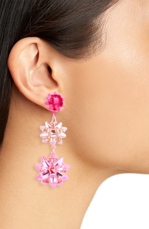 Leith Gift Bow Tiered Drop Earrings In Pink