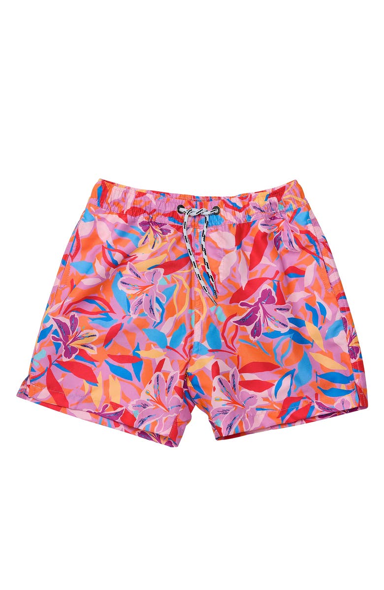 Snapper Rock Kids' Sunset Swim Trunks, Main, color, Multi Pink