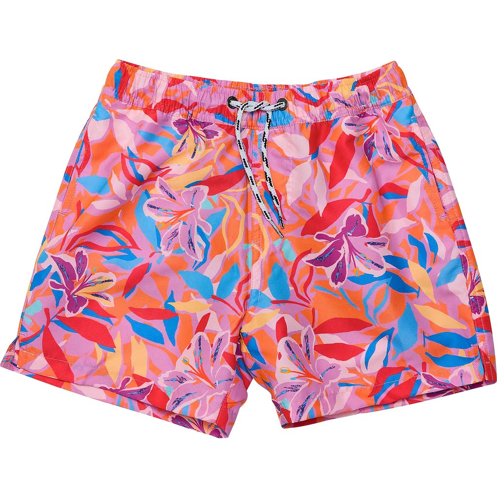 Snapper Rock Blooming Sunset Sustainable Swim Short - Big Kid In Multi Pink