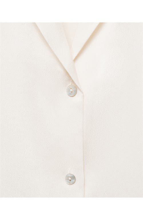Mango Short-sleeved Satin Shirt Off White In Neutral