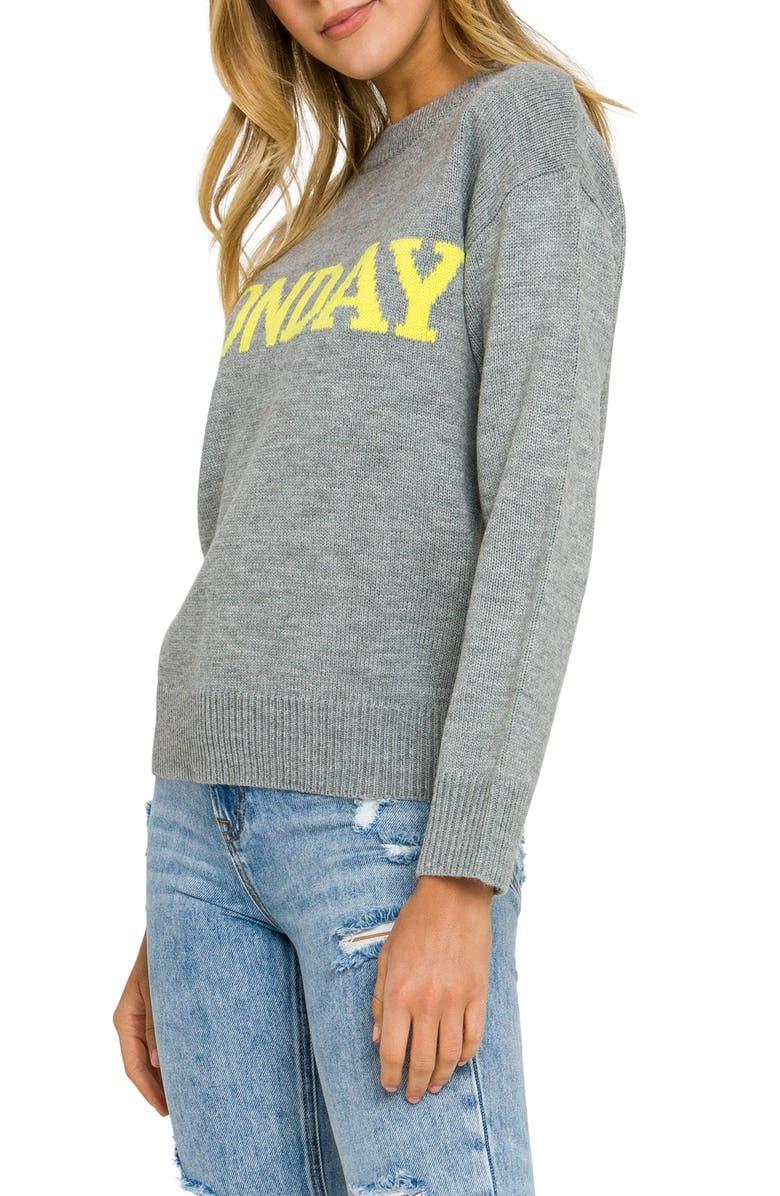English Factory Weekday Motif Sweater, Alternate, color, Grey