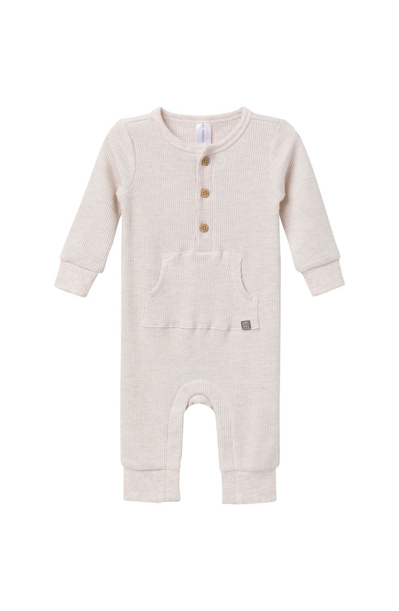 Modern Moments<sup>™</sup> by Gerber Waffle Knit Romper with Kangaroo Pocket, Main, color, Oatmeal