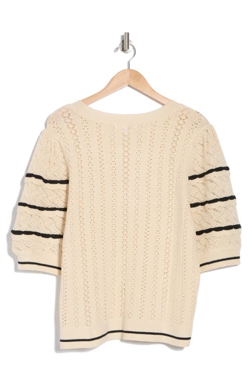 Dr2 By Daniel Rainn Pointelle Scalloped Sweater In Natural