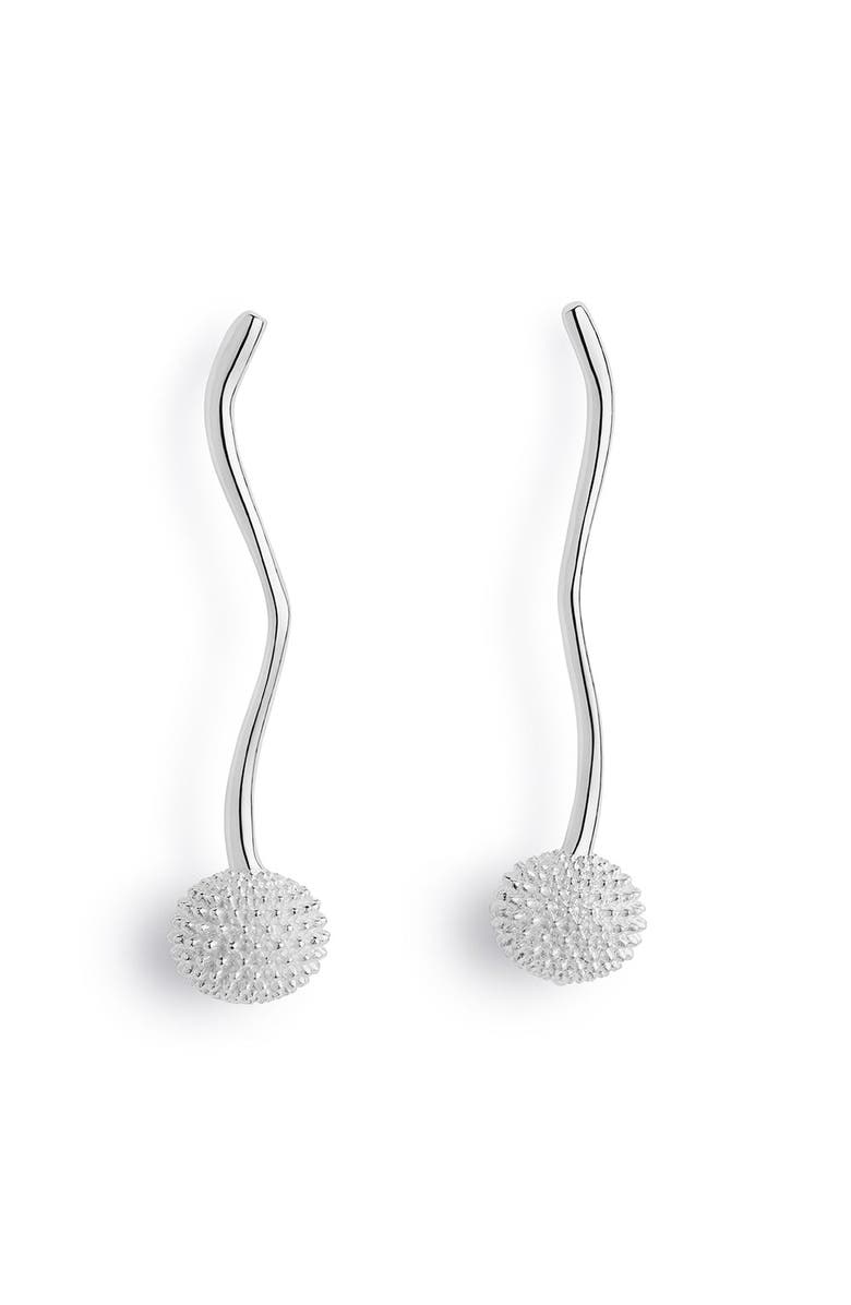 Toolally Long Pom Pom Drop Earrings - Sterling Silver, Main, color, Sterling Silver