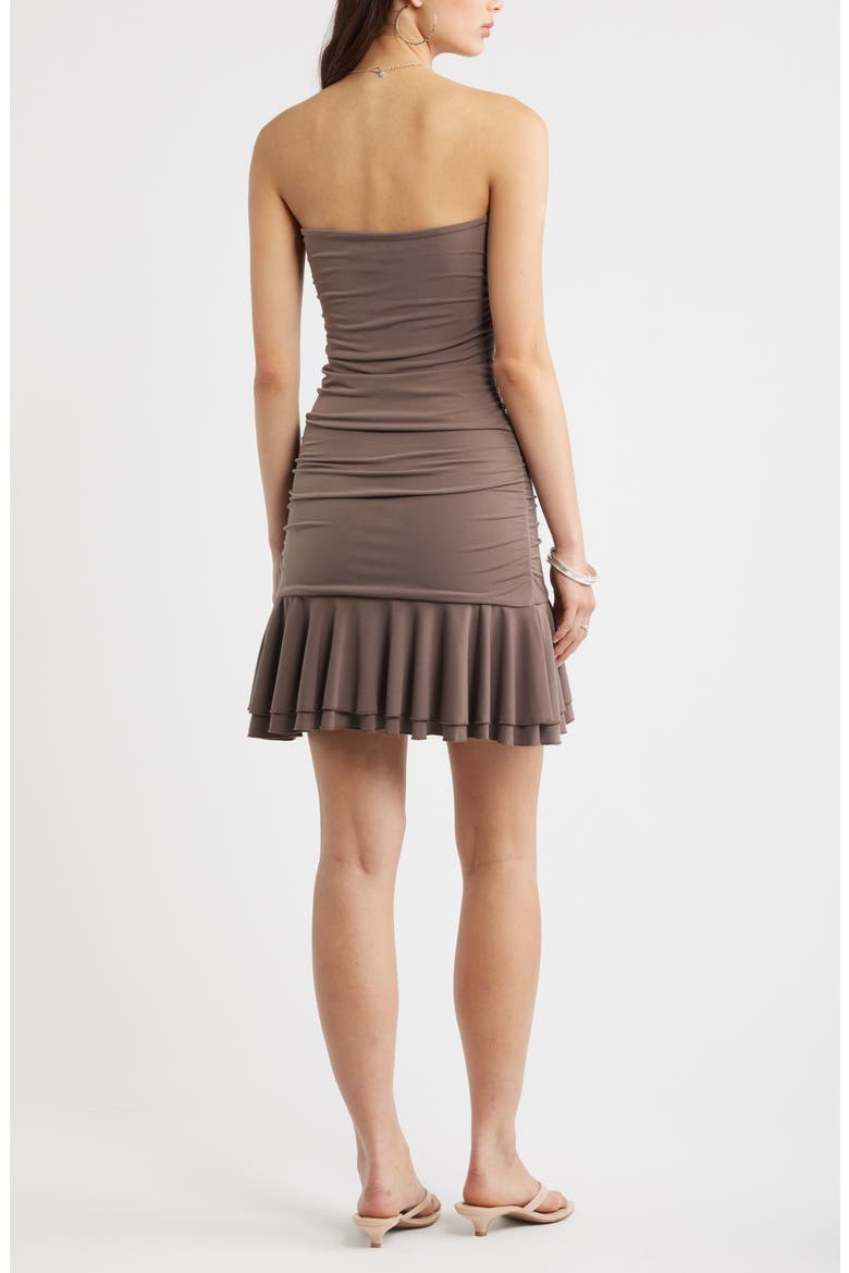 Strapless Drop Waist Minidress, Alternate, color, BROWN QUARTZ
