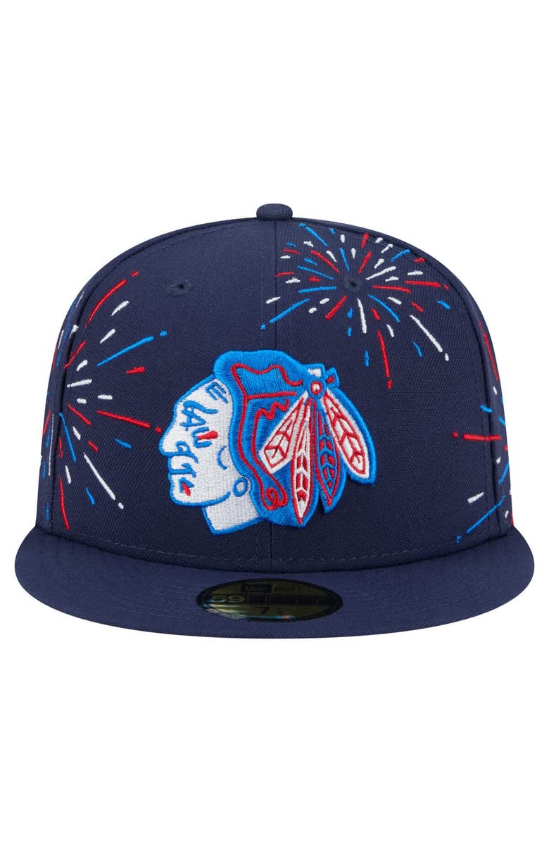 New Era Men's New Era  Navy Chicago Blackhawks Americana Fireworks 59FIFTY Fitted Hat, Alternate, color, 