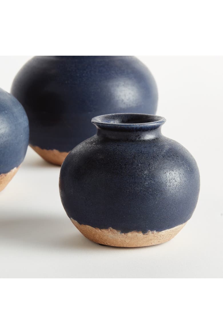 Gavin Bud Vases, Set of 3 - Navy Terracotta, Handcrafted, Alternate, color, Blue