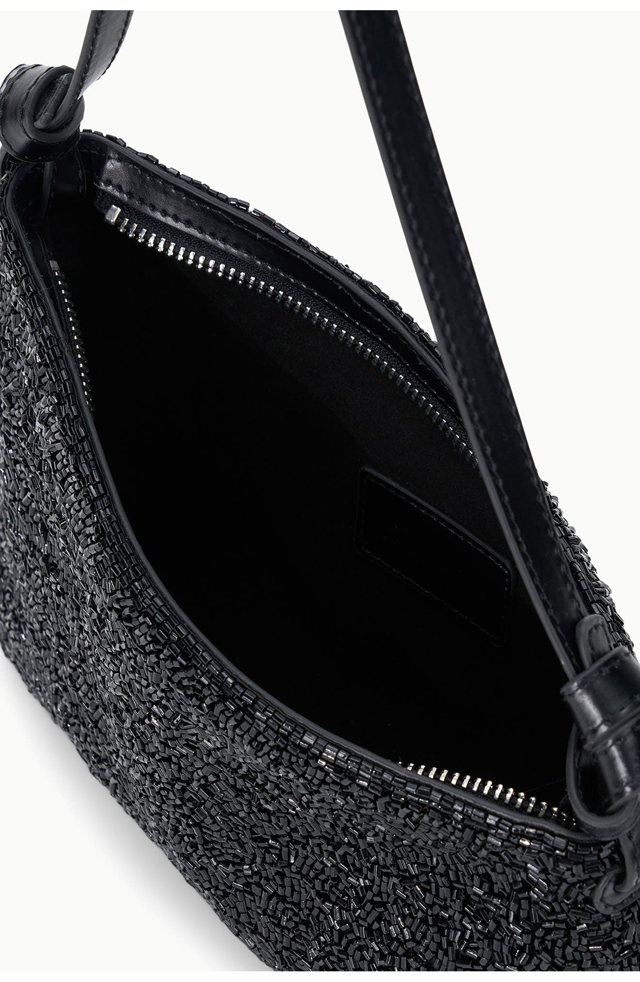 Dani Mini Leather & Bead Shoulder Bag, Alternate, color, BLACK