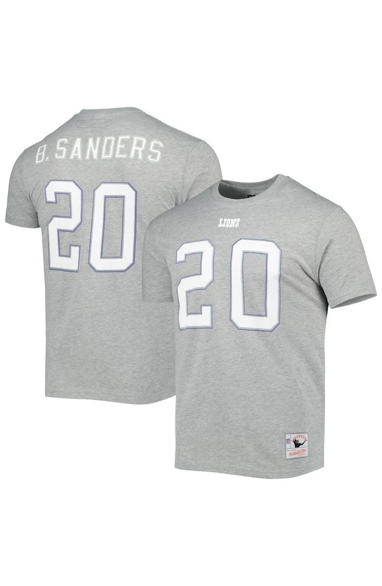 Mitchell & Ness Men's Mitchell & Ness Barry Sanders Gray Detroit Lions Retired Player Logo Name & Number T-Shirt, Alternate, color, Heather Gray