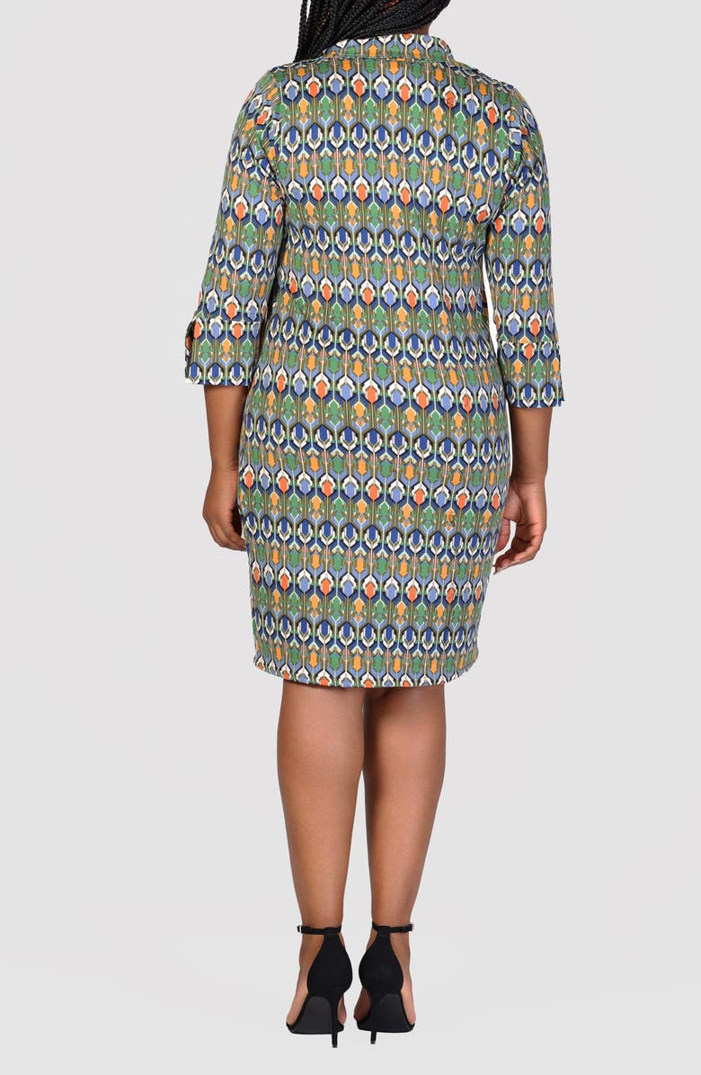 24seven Comfort Apparel Geo Print Knit Dress, Alternate, color, 