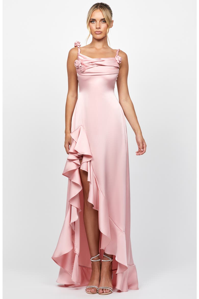 Nakiyah Cowl Hi Lo Dress, Alternate, color, BLUSH