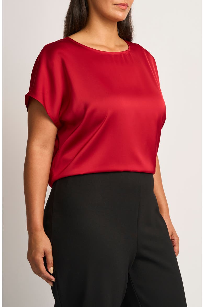 Dolman Sleeve Satin Top, Alternate, color, BRIGHT RED
