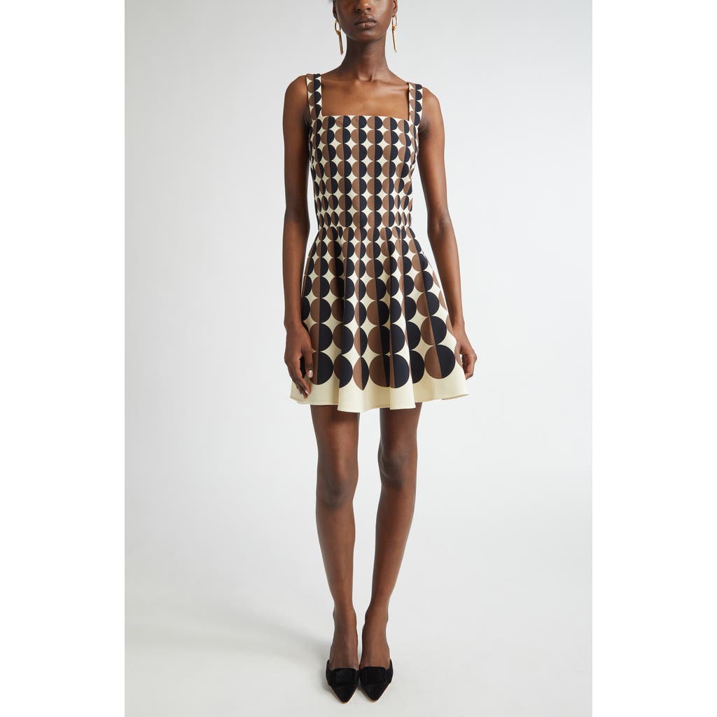 Oscar De La Renta Geo Print Fit & Flare Dress