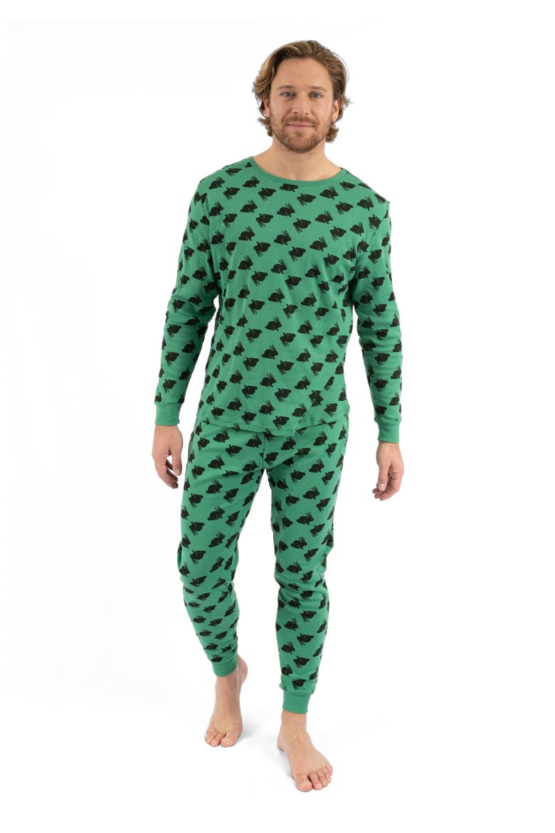 Men's Cotton Printed Matching Family Pajamas, Alternate, color, Bunny Green