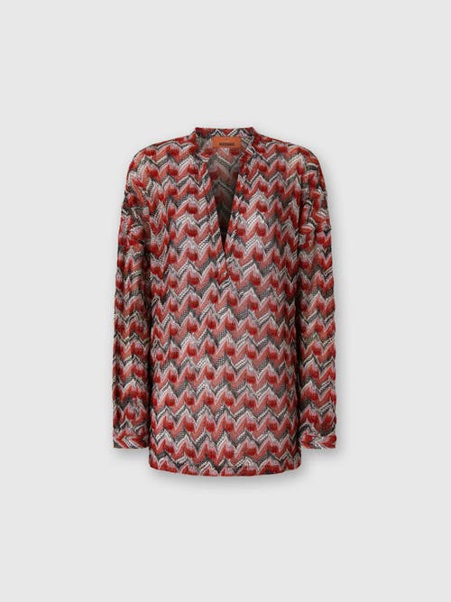 Missoni Oversized Blouse With Mandarin Collar And V-neck In Red