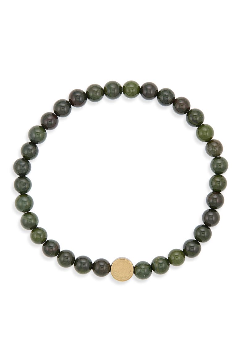 Men's Gem Stretch Bracelet, Main, color, GREEN AFRICAN JASPER
