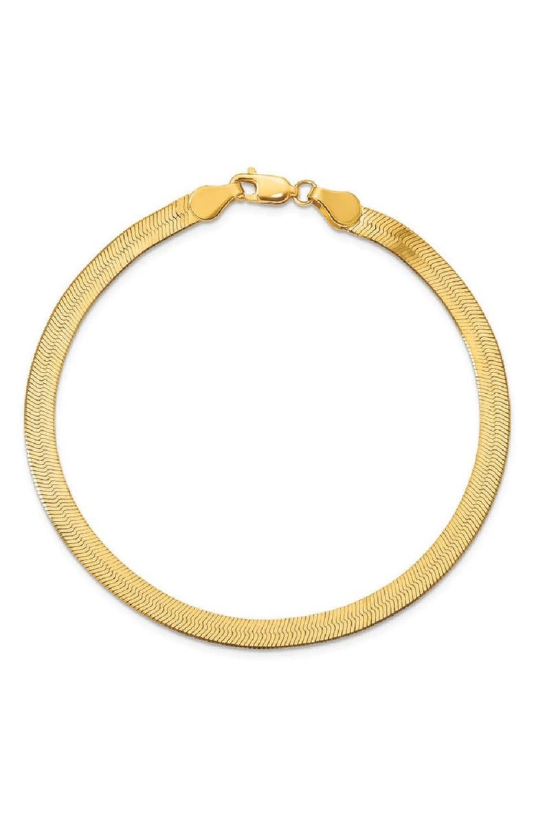 Queen Jewels 14K Gold Herringbone Chain Bracelet, Main, color, Gold