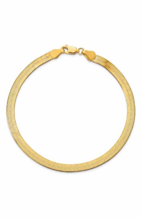 Queen Jewels 14K Gold Herringbone Chain Bracelet