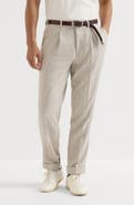 Brunello Cucinelli Striped cashmere and silk diagonal flannel trousers with pince